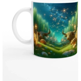 Resim Boğa Burcu Baskılı Kahve Kupası - Astral Denizaltı Dünyası Vs3 