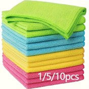 Resim 1/5/10 adet Mikrofiber Temizlik Bezleri - Bulaşık ve Çok Amaçlı Ev Bezleri Mutfak Tezgahı Yağ Çıkarma, Banyo Fayans Temizliği, Pencere Camı Silme, Araba İç Düzenleme ve Ofis Masa Toz Alma | Ultra Emici. Bulaşık havlusu 