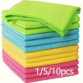 Resim 1/5/10 adet Mikrofiber Temizlik Bezleri - Bulaşık ve Çok Amaçlı Ev Bezleri Mutfak Tezgahı Yağ Çıkarma, Banyo Fayans Temizliği, Pencere Camı Silme, Araba İç Düzenleme ve Ofis Masa Toz Alma | Ultra Emici. Bulaşık havlusu 