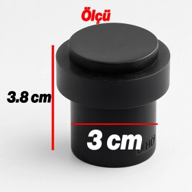 Resim Kapı Stoperi Metal Siyah Düz Model Vidalı Montaj Kauçuk Başlıklı Kapı Tamponu Durdurucu Koruyucu 