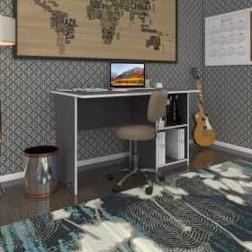 Resim Kenzlife ofis masası miyamoto gri sağ 75*120*80 raflı dolap bilgisayar çalışma masası 