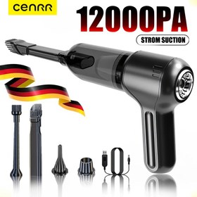 Resim Güçlü CENRR 12000PA Araba Süpürgesi - 2000mAh*2 18650 Pil & 80W Fırçasız Motor, Galaxy Tasarımlı 9 Aksesuar Seti, 3'ü-1 Arada Emme/Üfleme/Tuzaklama, Ultra Sessiz 75dB - Suni Deri Koltuklar ve Araç İçi Bakımı için Otomatik Detaylandırma Aracı 