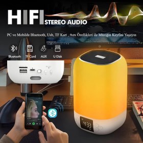 Resim Cosmostech DY20 Mini Hıfı Rgb Aydınlatmalı, Alarm Saat, Uyku Modlu, Bluetooth Kablosuz Speaker Hoparlör 