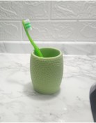 Resim Genel Markalar DİŞ FIRÇALIK,MACUNLUK YEŞİL PETEK DESENLİ POLİRESİN 8X8X10CM 400ML BANYO SETİ 