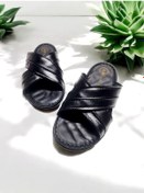 Resim Erkek Gerçek Deri Yumuşak Taban Anatomik Ev Ve Dışarı Terliği Siyah 