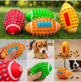 Resim Bakgelal Sesli Kauçuk Köpek Oyuncağı Diş Kaşıma Ve Diş Temizleme Çiğneme Topu 