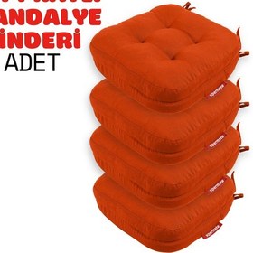 Resim Xpermate 4'lü Çift Kat Sandalye Minderi 42x42x8 Kiremit 