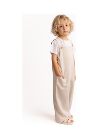 Resim Oliven The Kid Unisex Bol Paça Keten Salopet Naturel Naturel Bej 