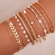 Resim 12 Parça Bohemian Vintage Katmanlı Bileklik Seti – Kalp, Buğday Zinciri, Pençe Zincir, Bükümlü Zincir ve Düz Yılan Zincirli Takılar – Kadınlar İçin Şık ve Zarif Günlük Kullanım, Parti, Randevu, Tatil ve Sevgililer Günü İçin Mükemmel 