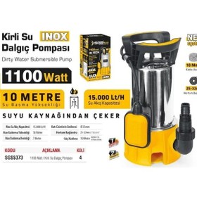 Resim Sgs Kirli Su Dalgıç Pompası 1100 Watt Inox 