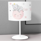 Resim instababyrooms Ayda Uyuyan Fil Desenli Çocuk Odası Dijital Baskılı Çocuk Odası Masaüstü Abajur Avize 