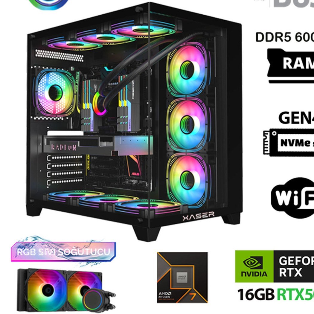 Xaser Xaser Velox X310 R7 9800X3D 64 GB 2 TB SSD 16 GB RTX5080 Free Dos ...