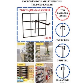 Resim 100 Adet Cnc Büküm Dayanıklı Yapı 15 Cm Siyah Tel Pano Kancası Siyah 