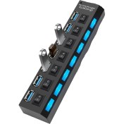 Resim 7 Port USB Çoklayıcı Süper Hızlı 2.0 7 Adet Bağlantı Noktalı USB Çoğaltıcı Veri Şarj Kablosu USB Coklayıcı 3.0 
