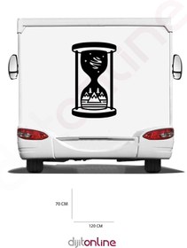 Resim Dijitonline Karavan Kum Saati Sticker - Dağ Ve Ağaç Sticker - 120x70 Cm Uyumlu 