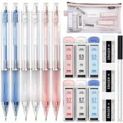 Resim DörtCandies Mekanik Kalem Seti Kılıf ile, 6 adet Estetik Mekanik Kalem 0.5 ve 0.7mm ile 360 adet HB Kurşun Refiller, 3 adet Silgiler, 9 adet Silgi Refilleri yazma, çizme ve eskiz için, okula döndükten sonra en iyi hediye 