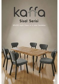 Resim Sisal Atlantik 6 Kişilik Açılır Masa Sandalye Takımı Mutfak Masası Takımı 6 Adet Antrasit Sandalye Antrasit 