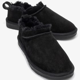 Resim Novelle Siyah Süet Hakiki Deri Kürklü Kadın Bilekte Bot Siyah Süet 