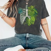 Resim Kadın T-shirtü İskelet Bitki Vücut T-shirtü, Bitki Sever T-shirtü, Bitki Sever Hediye, Dracaena T-shirtü, Bitki Desenli T-shirtü, Bitki Kadın Hediyesi 