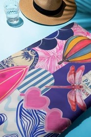 Resim Dijital Baskı Plaj Deniz Havlusu Modern Desenli Peştamal HVL0172 