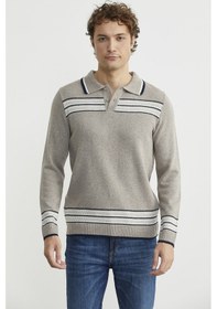 Resim Sementa Polo Yaka Kilim Motifli Triko Kazak - Vizon Vizon 
