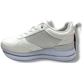 Resim Wickers 2927-26 Cilt Deri Dolgu Topuklıu Anatomik Kadın Sneaker Beyaz Gri Beyaz 