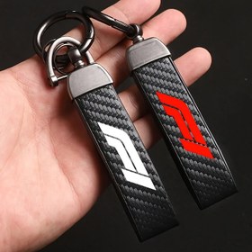 Resim 1 adet Karbon Fiber Desenli F1 Anahtarlık - Şık Siyah ve Kırmızı Yarış Tasarımı, Dayanıklı Çinko Alaşımlı ve Sahte Deri, Spor Tutkunları ve Nostaljik Hediye Fikirleri için Mükemmel, Yarış Aksesuarları | Şık Anahtarlık | Karbon Fiber Tasarımı 