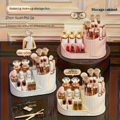 Resim 360° Dönebilen 5 Bölmeli Makyaj Organizatörü – Beyaz, Pembe ve Krem Renkli Kozmetik Saklama Kutusu, Fırçalar, Oje, Ruj ve Sanat Malzemeleri İçin İdeal – Banyo Tezgahı veya Masaüstü Dekoru | Nötr Dekor | Şık Tasarım 
