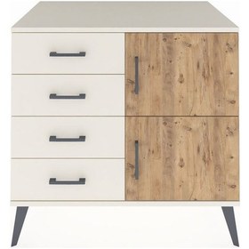 Resim Kronos Şifonyer Tek Raflı 4 Çekmeceli 2 Kapaklı 88x59x80 Aytaşı-çam/aytaşı Çam/aytaşı 