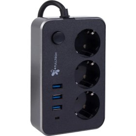 Resim Xnews Fulltech 3 Priz 3x Usb 2 mt Kablo Anahtarlı Akım Korumalı Priz Ftr-02 