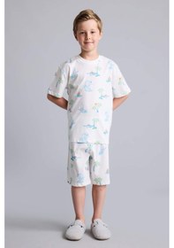 Resim Defacto Regular Fıt Elastik Bel Desenli 2li Bej Pijama Takımı Erkek Çocuk H5396a826hser83 Ekru-er83 