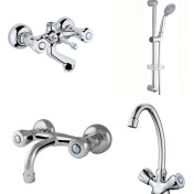 Resim ARÇE Klasik Çevirmeli Banyo + Evye + Sabit Lavabo Bataryası + Sürgülü Duş Takımı 