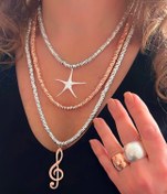 Resim 925 Ayar Gümüş Hematit Taşlı Üçlü Kolye Set 