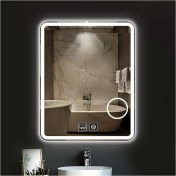 Resim 75X105 cm Makyaj Aynalı Dokunmatik Tuşlu Buğu Yapmayan Ledli Banyo Aynası 