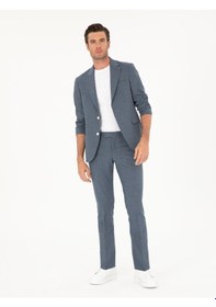 Resim Cacharel İndigo Slim Fit Yün Karışımlı Takım Elbise Mavi 
