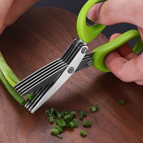Resim 1 adet, Paslanmaz Çelik Mutfak Makası, Çok Katmanlı Sebze Makası, Yeşil Soğan Makası 5 Bıçaklı, Çok Fonksiyonlu Mutfak Kesici, Sebze Makası, Mutfak Aletleri, Mutfak Malzemeleri, Mutfak Aksesuarları 