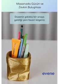 Resim Kalemlik Masa Kalemliği Organizer Kalemlik Altın Renk Model 80 Çok Renkli 