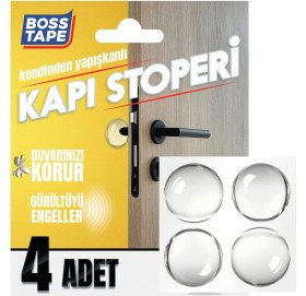 Resim Boss Tape Yapışkanlı Kapı Stoperi Şeffaf 4 Adet Kapı Kolu Çarpma Engelleyici 