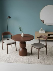 Resim Orbis Yuvarlak Ahşap Yemek Masası 100x100 Ceviz 