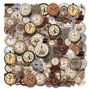 Resim 40 adet PET Retro Vintage Saat Etiketleri - Yeniden Kullanılabilir Kendinden Yapışkanlı Washi Scrapbooking Çıkartmaları, Karışık Renkler Karikatür Desenleri, Düzensiz Şekiller DIY El İşleri için, Laptop & Günlük Dekorasyonu, Sanat Projeleri, Ödül Hediyeler, Yaratıcı El İşi | Nostaljik Dekor, El İşleri İçin Etiketler 