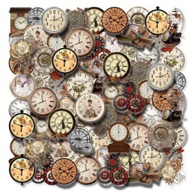 Resim 40 adet PET Retro Vintage Saat Etiketleri - Yeniden Kullanılabilir Kendinden Yapışkanlı Washi Scrapbooking Çıkartmaları, Karışık Renkler Karikatür Desenleri, Düzensiz Şekiller DIY El İşleri için, Laptop & Günlük Dekorasyonu, Sanat Projeleri, Ödül Hediyeler, Yaratıcı El İşi | Nostaljik Dekor, El İşleri İçin Etiketler 