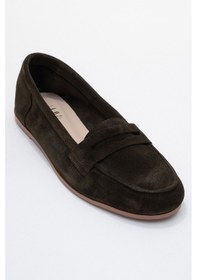 Resim Luvishoes Luvi Shoes F02 Hakiki Deri Kadın Loafer Ayakkabı - Yeşil Süet 
