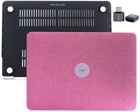 Resim MacBook Air Kılıf 13.6 İnç M2 M3 M4 Uyumlu Premium Simli Kaplama TPU Sert Koruma İnce Hafif Parlak Yüzey Glitter Hardcase Darbe Önleyici Tasarım USB C Adaptör Hediyeli Açık Pembe 