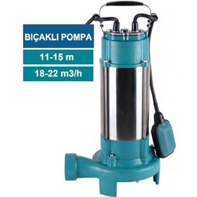 Resim Yvd1100sf 1.5 Hp Açık Vortex Fanlı Flatörlü Temiz Kirli Atık Su Dalgıç Drenaj Pompası 