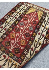 Resim El Dokuma Seccade Gömürgen Kilimi 110x160 Kök Boya Antika Kilim Kırmızı 