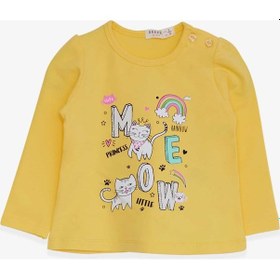 Resim Breeze Kız Bebek Uzun Kollu Tişört Kedicik Baskılı 9 Ay-3 Yaş, Sarı-sarı Sarı 