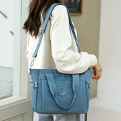 Resim Kadınlar için Hafif Mavi Naylon Omuz Çantası - Çok Yönlü, Büyük Kapasiteli, Ayarlanabilir Askı, Seyahat ve Alışveriş için Rahat Moda, Düz Renk, Fermuar Kapatma, Ayarlanabilir Omuz Çantası | Şık Omuz Çantası | Fermuar Kapatma Çantası, Seyahat Çantası 