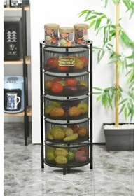 Resim Yıldıray Metal 5 Katlı Metal Açılır Kapanır Siyah Paslanmaz Sebzelik 