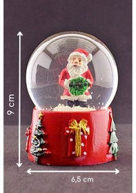 Resim Noel Baba Merry Christmas Tasarımlı 9 Cm Orta Boy Işıklı Kar Küresi 1b 