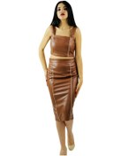 Resim SENTT DERİ ŞERİTLİ ASKILI CROP TOP KAHVERENGİ Kahverengi 